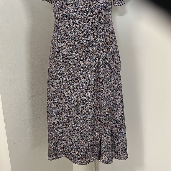 PARKER NY Suzie 100% SILK Viceroy Floral Flutter Sleeve A-Line Dress Sz 2 Small - Picture 8 of 14